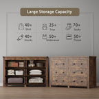 Wodeer 6 Drawer Dresser for Bedroom, Brown Modern Dressers & Chests of Drawers with Metal Handles, Closet Storage Dresser, Storage Cabinet and Organizer with Drawers - Image 5