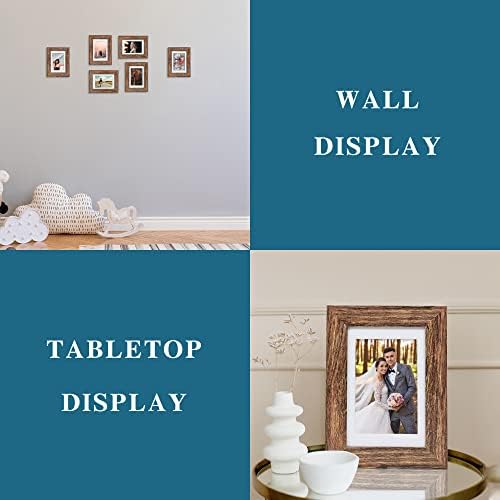 Hongkee 4x6 Picture Frame Set of 4, with Real Glass and Rustic Brown Wooden Frame, 4 by 6 Photo for Wall or Tabletop - Display Picture 3.5x5 with Mat or 4x6 Without Mat - Image 4