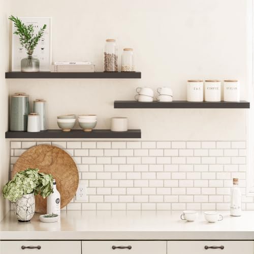 Ballucci Floating Shelves, 36" Long Wall Shelf, Set of 3, Wood Floating Shelves for Wall, Decorative Wall Shelves for Home Office, Living Room, Room Décor, 8" Deep, Set of 3, Black - Image 7