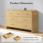 Curved Drawer Dresser for Bedroom with 7 Drawers, 54'' Wide Chest of Drawer - Image 2