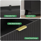 Xixini Fluted Dresser for Bedroom with 10 Drawers, 48" Wide Modern Chest of Drawers with Metal Handle, Wooden Dresser TV Stand, Wood Closet Clothes Storage Organizer for Living Room, Hallway, Black - Image 5