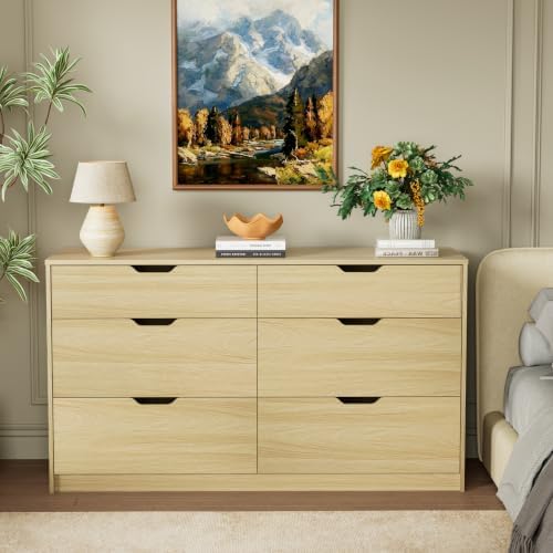 YESHOMY Dresser for Bedroom, 47.2" Modern Wood Chest with 6 Drawers - Image 5