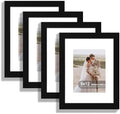 Hongkee 9x12 Picture Frame Set of 4, Made of Real Glass and Rustic Black Frame - Display Picture 6x8 with Mat or 9 x 12 Without Mat, 9 by 12 Photo for Wall or Tabletop by Hongkee