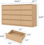 12 Drawer Dresser for Bedroom,Modern Deep Drawer Dresser with No-Handle Design,Storage Wood Chest of Drawer,Storage Organizer Furniture for Closet,Hallway - Image 2