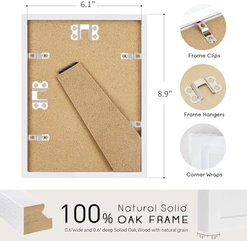 puthiac 6x8 Solid Oak Wood Picture Frames, White, 3 Pack - Image 3