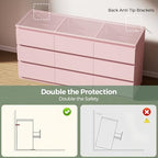 Jocoevol Modern 9 Drawer Dresser for Bedroom, Simply Chest of Drawers, Wood Storage Dresser with Deep Drawers for Living Room Hallway Entryway (Pink) - Image 5