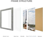 Hongkee 11x15 Picture Frame Set of 4, Made of Real Glass and Grey Frame - Display Picture 10x14 with Mat or 11x15 Without Mat, 11 by 15 Photo for Wall Mounting - Image 3