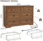 Farmhouse 7 Drawers Dresser for Bedroom with Charging Station,Wood Dressers - Image 2
