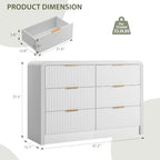 Decofy Fluted 6 Drawers Dresser, 47.2'' Wide Chest of Drawers for Bedroom - Image 2