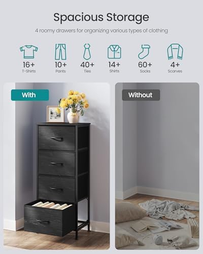 SONGMICS Dresser for Bedroom, Tall Dresser with 4 Fabric Drawers - Image 4