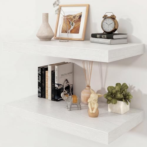 24" White Floating Shelves 12inch Deep Wall Shelf, Set of 2 by Ornawit