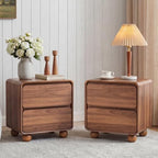 AVZEAR Set of 2 Modern 2 Drawer Dresser, 2 Drawer Nightstand Small Wooden Dresser Chest of Drawers, Handle Free & Curved Profile Design Sofa End Table for Living Room, Nursery, Walnut by AVZEAR