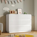 BORNOON Dresser for Bedroom with 6 Drawers, Fluted Chest of Drawers with Round Curved Corner, Hidden Handles, Modern Wood Storage Organizer for Bedroom, Nursery, Living Room by BORNOON