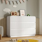 BORNOON Dresser for Bedroom with 6 Drawers, Fluted Chest of Drawers with Round Curved Corner, Hidden Handles, Modern Wood Storage Organizer for Bedroom, Nursery, Living Room by BORNOON