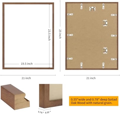 puthiac 20x24 Solid Oak Wood Picture Frames, Walnut, 3 Pack - Image 3