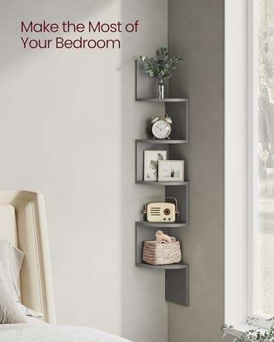 VASAGLE Corner Shelf Wall Mount, 5-Tier Floating Corner Bookshelf - Image 4