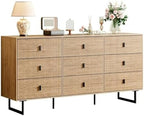 Chrangmay Modern Chest of Drawers with 9 Drawers,Deep Drawers,Clothes Organizer,Large Storage Cabinet for Living Room, Bedroom,Hallway,with Anti-Tipping Device,Natural by Chrangmay