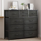 LUMTOK 10 Drawers Dresser with Fabric Bin for Bedroom,Closets，Black Dresser - Image 7
