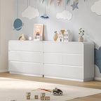 BORNOON Dresser for Bedroom with 6 Drawers, Fluted Chest of Drawers with Round Curved Corner, Hidden Handles, Modern Wood Storage Organizer for Bedroom, Nursery, Living Room - Image 6