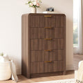Decofy 48" H Fluted 5-Drawer Dresser for Bedroom, Walnut by Decofy