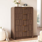 Decofy 48" H Fluted 5-Drawer Dresser for Bedroom, Walnut by Decofy