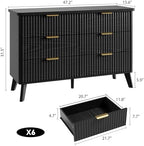 GarveeHome Fluted Dresser for Bedroom with 6 Deep Drawers, Black - Image 2