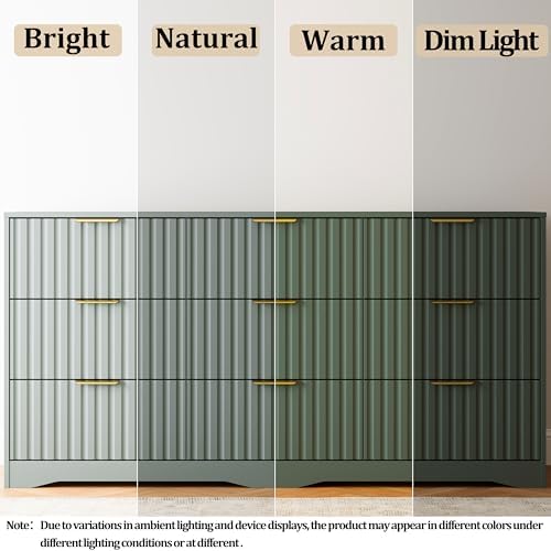 Fluted 9 Drawers Dresser for Bedroom, 63" Wide Wood Dressers, Green - Image 5