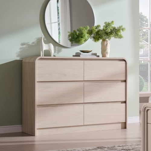 Aitjunz Modern 6 Drawers Dresser for Bedroom, 47" Wide Wood Dressers, Cream - Image 3