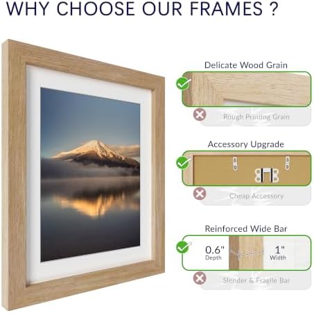 10x12 Poster Frame, Natural Oak Wood Frame with 8x10 Mat, 3 Pack - Image 4