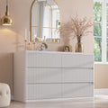 Standifurno White Fluted Dresser for Bedroom with 6 Drawers, 48" Wide Modern Curved Chest of Drawers, Wooden Dresser TV Stand, Wood Closet Clothes Storage Organizer for Living Room by StandifurnoFurniture