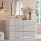 Standifurno White Fluted Dresser for Bedroom with 6 Drawers, 48" Wide Modern Curved Chest of Drawers, Wooden Dresser TV Stand, Wood Closet Clothes Storage Organizer for Living Room by StandifurnoFurniture