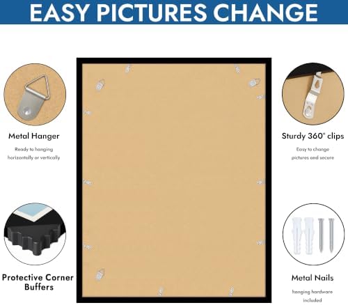 Hongkee 22x28 Frame Set of 4, 22 x 28 Black Wood Style(Mat 18x24) - Image 5