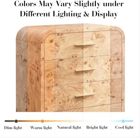 Curved Drawer Dresser for Bedroom with 5 Drawers, 31'' Wide Chest of Drawer - Image 3