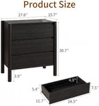 HOUROM Black 3 Drawer Dresser for Bedroom, Mid Century Modern Chest - Image 2
