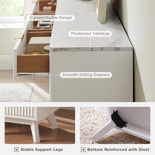 T4TREAM 54" Wide Fluted 9 Drawer Dresser for Bedroom, Solid White - Image 6