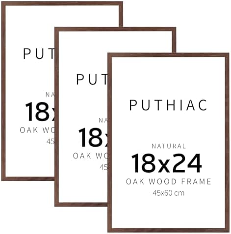 puthiac 18x24 Solid Oak Wood Picture Frames, Walnut, 3 Pack by PUTHIAC