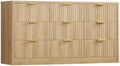 TEENFON 63" Dresser for Bedroom with 9 Drawers, Modern Dressers & Chest of Drawers with Metal Handles, Fluted Dresser, Wood Closet Clothes Storage Organizer for Living Room, Hallway, Natural by TEENFON
