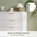 Decofy 55" W Fluted 6-Drawer Dresser for Bedroom, Pure White - Image 4