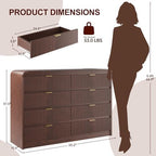 FURSUN Fluted 8 Drawers Dresser for Bedroom, 55" Wide Wooden Dresser with Metal Handle, Curved Profile Design, Modern Storage Organizer for Bedroom, Living Room, Hallway, Dark Walnut - Image 2