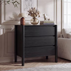 CHUWELL 27.6" Wide Black 3 Drawer Dresser for Bedroom with Solid Wood Legs - Image 5