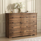 Dresser for Bedroom, 8 Drawer Dresser with Large Drawers, 51 Inch Wide Wood Chest for Living Room, Hallway, Walnut by BAZELOR