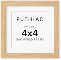 puthiac 4x4 Solid Oak Wood Picture Frame with 3x3 Mat, Natural Oak, 1 Pack by PUTHIAC