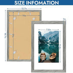 Hongkee 11x17 Picture Frame Set of 4, 11 x 17 Grey Wood Style(Mat 8x12) - Image 3