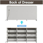 Fameill Dresser for Bedroom, 9 Drawer Wide Dresser Organizer with Charging Station, Tall Dresser for Hallway, Wood Dresser with Metal Handles, Farmhouse White - Image 3