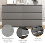 Grey Dresser for Bedroom,48'' Modern 6 Drawer Dresser with Deep Drawer,Storage Chest of Drawers,Wood Bedroom Storage Furniture,TV Stand for Living Room - Image 3
