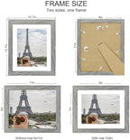 Hongkee 9x11 Picture Frame Set of 4, Made of Real Glass and Grey Frame - Display Picture 7x9 with Mat or 9x11 Without Mat, 9 by 11 Photo for Wall or Tabletop - Image 2