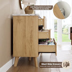 GarveeHome Fluted Dresser for Bedroom with 6 Deep Drawers, Natural Oak - Image 7