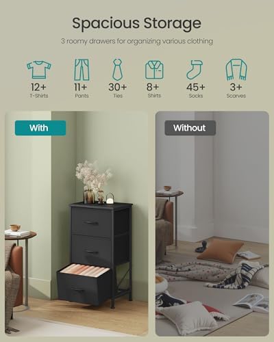 SONGMICS Dresser for Bedroom, Small Dresser with 3 Fabric Drawers - Image 4