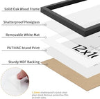 puthiac 12x16 Solid Oak Wood Picture Frames, Black, 3 Pack - Image 3
