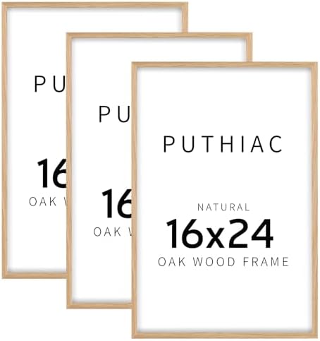 puthiac 16x24 Solid Oak Wood Picture Frames, Natural Oak, 3 Pack by PUTHIAC